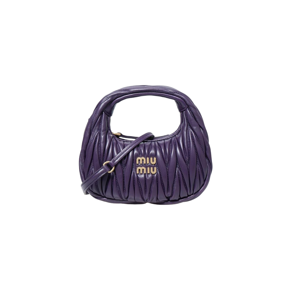 Miu Miu Wander Matelasse Nappa Leather Hobo Mini Bag Violet