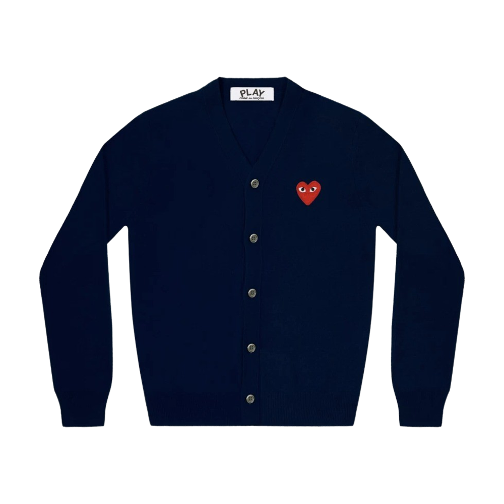 Play Comme des Garcons Red Heart Knit Cardigan Navy | eBay
