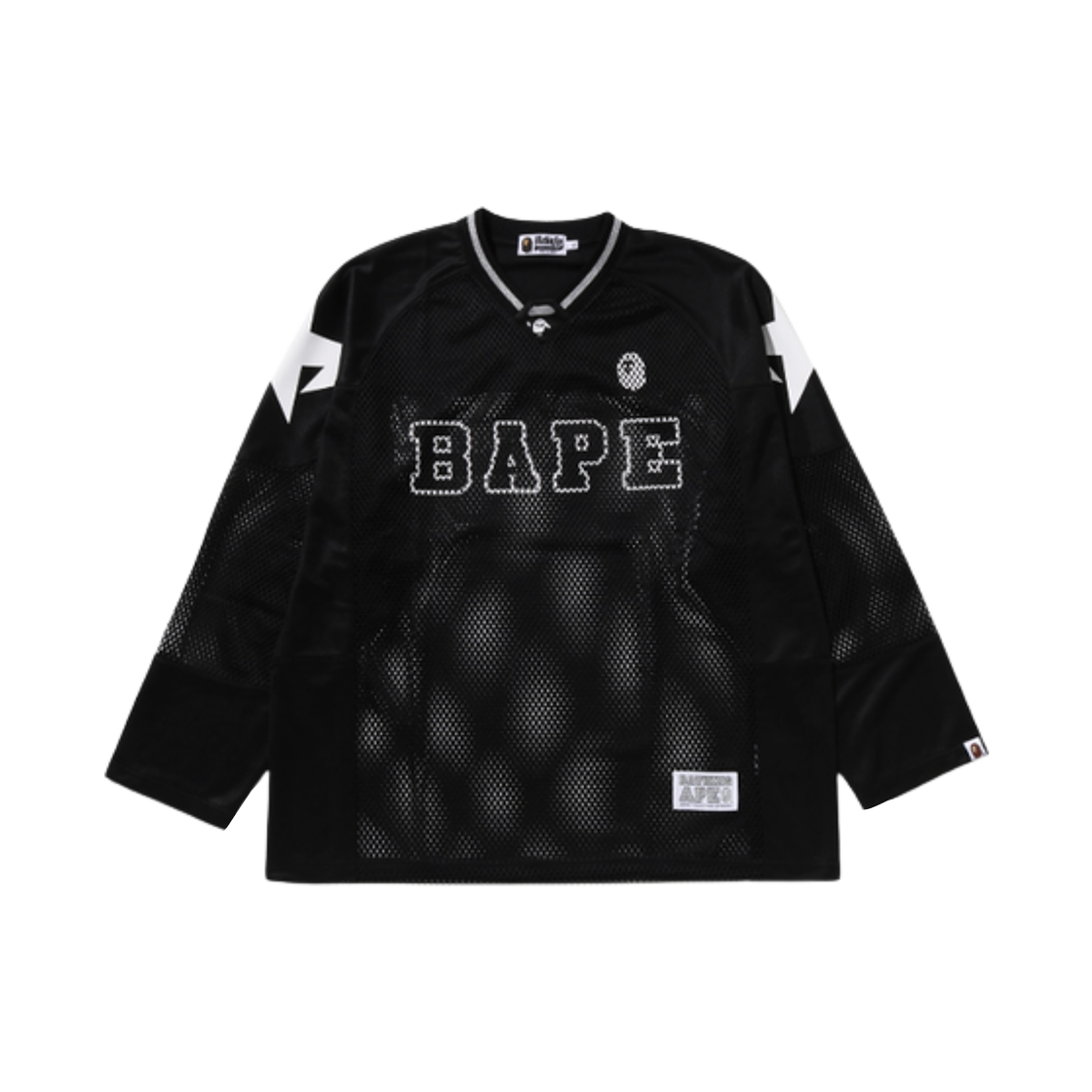 BAPE Line Camo Multi Logo Relaxed Fit Football Jersey Black